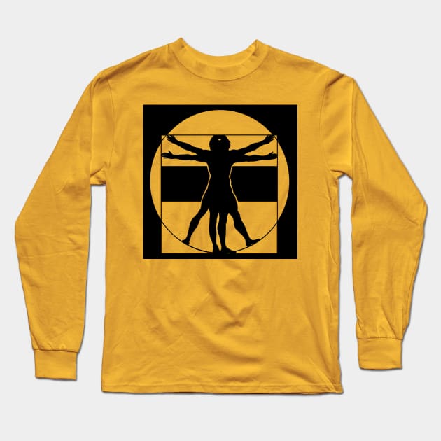 Vitruvian Man - Original Logo Banner Sigil - Dark Design for Light Backgrounds Long Sleeve T-Shirt by Indi Martin